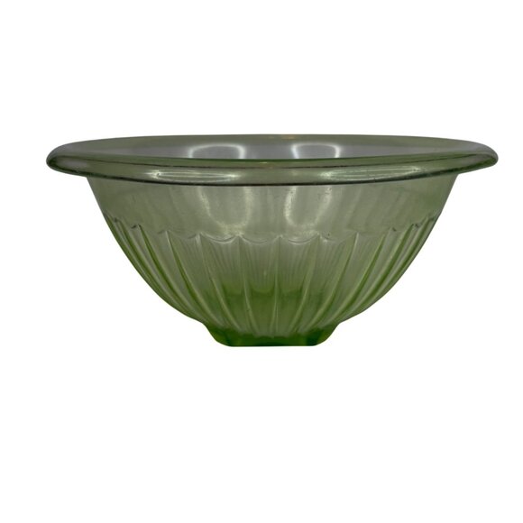 VTG Hazel Atlas Green Uranium Glass Mixing Serving Bowl 10” Square Pedestal Base - Picture 6 of 13